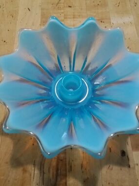 Fostoria Heirloom Opalescent Blue Candle Holder